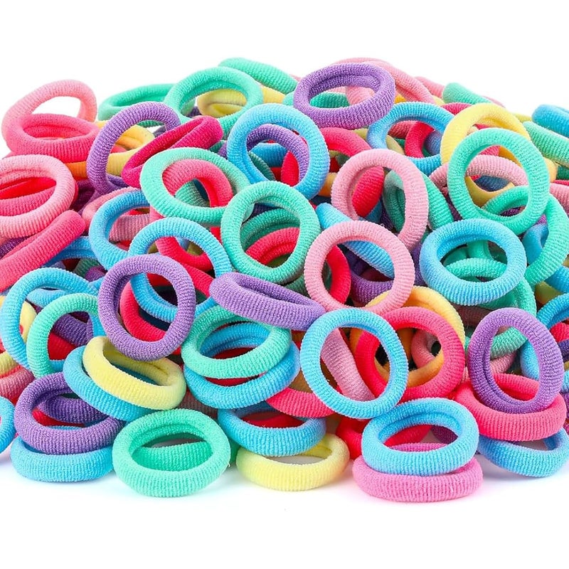 WillingTee 120 Pcs Baby Hair Ties, Cotton Toddler Hair Ties for Girls and Kids, Multicolor Small Seamless Hair Bands Elastic Ponytail Holders,Spring Color - Image 1